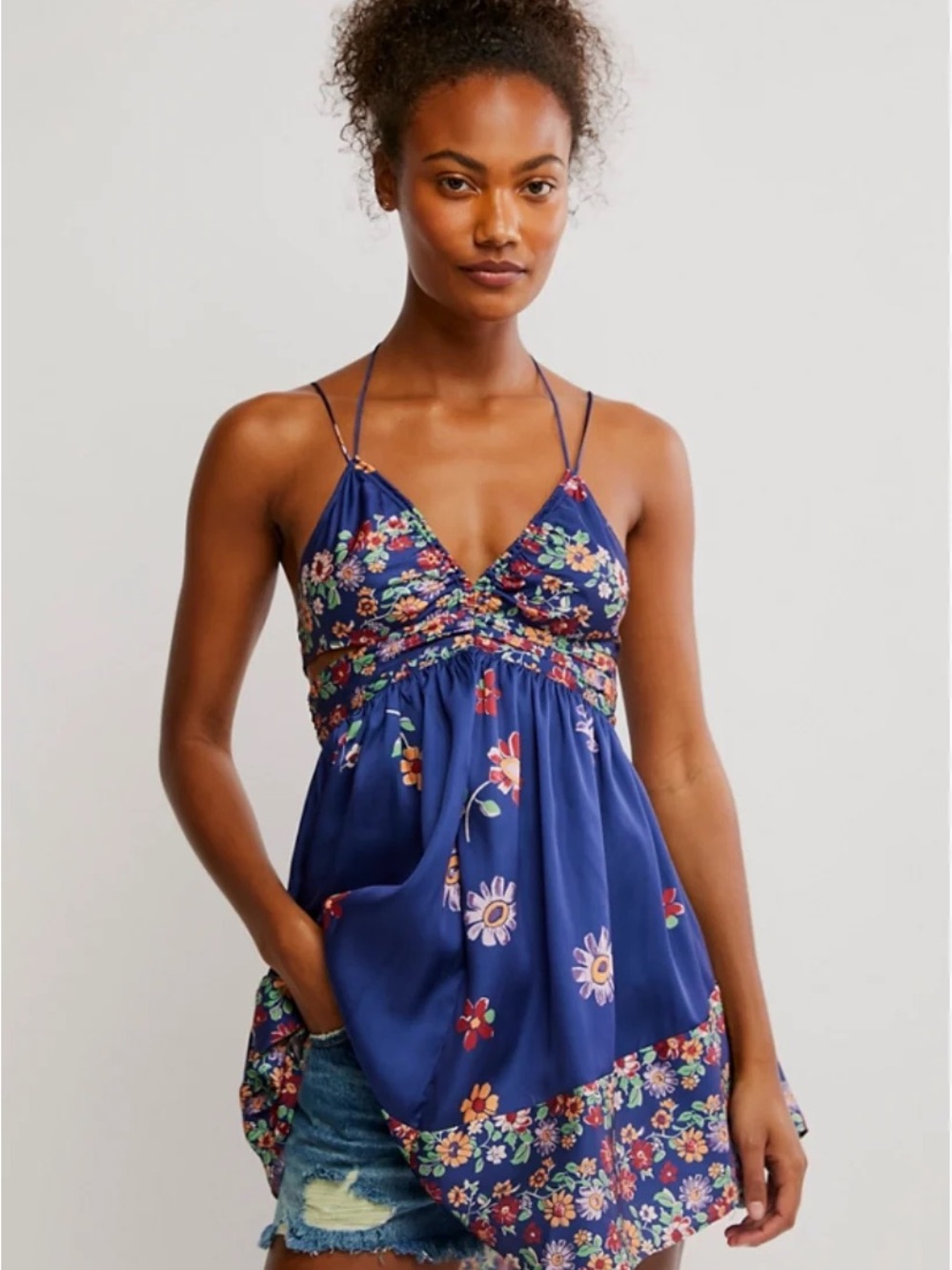 Free People Oasis Mini Slip Dress - Deep Blue